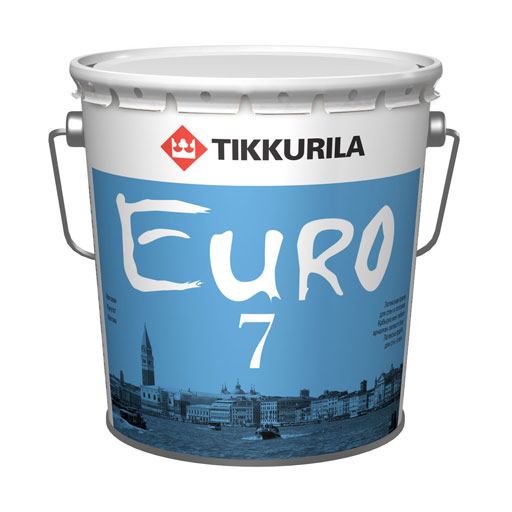 Краска ЕВРО7 для потолков и стен, выдерживает легкое мытье, Тиккурила
